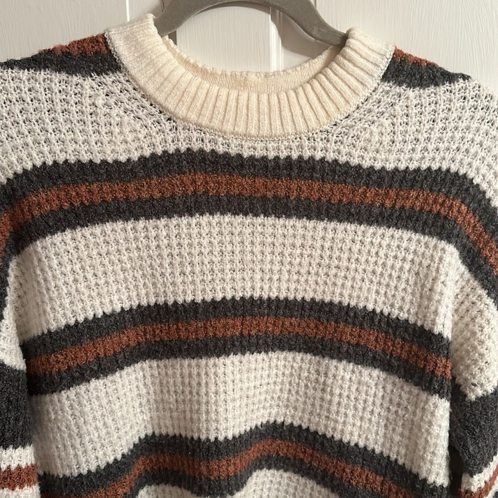 American Eagle Waffle Knit Striped Sweater | Size S - Picture 2 of 5